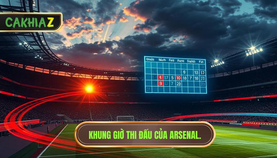 2. Khung giờ thi đấu của Arsenal.